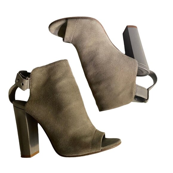 VINCE Women Heel Size 8 Gray Addison Peep Toe Block Suede Casual Party Office - Picture 5 of 12